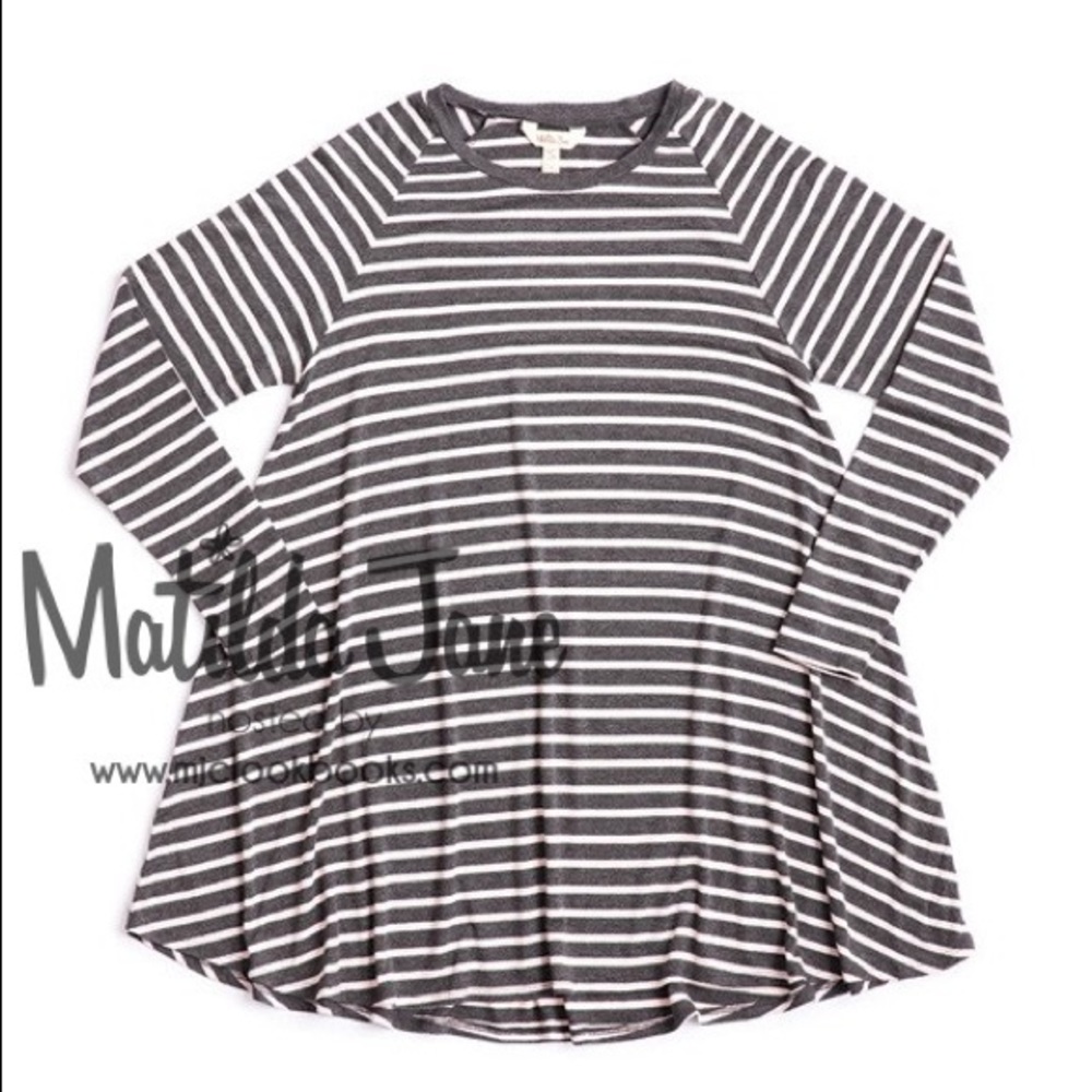 Matilda Jane Kettle Tee pink and gray stripe